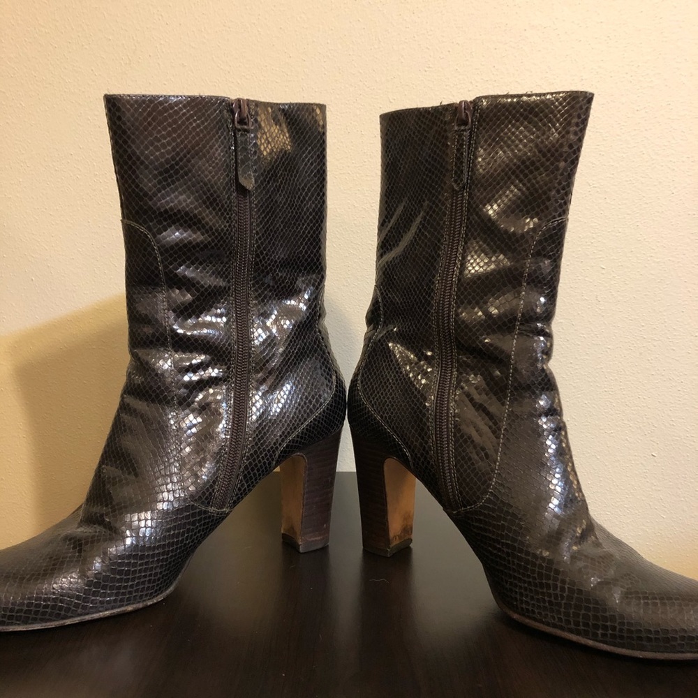 Cole Haan Leather Snakeskin Harper Heeled Boots - Picture 6 of 11